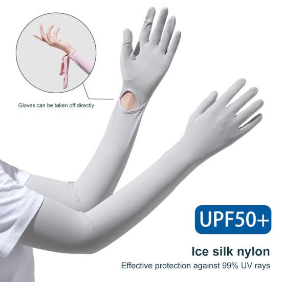 Женские длинные перчатки с защитой от ультрафиолета, перчатки с закрытыми пальцами, охлаждающие перчатки для рук, летние перчатки для вождения, занятий спортом на открытом воздухе, велоспорта