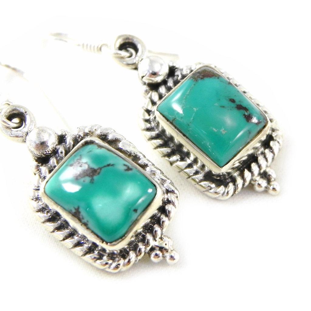 Les Trésors De Lily [C9637] - Silver Earrings 'Heaven' Turquoise