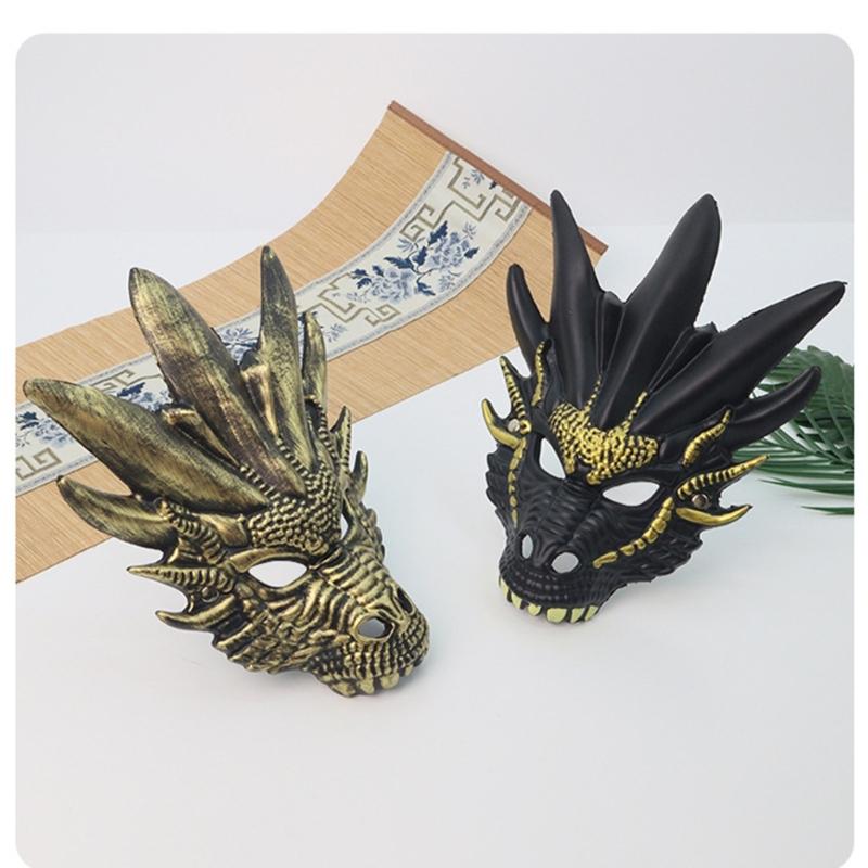 Dragon Head Mask for Women Men Masquerade Dragon Head Full Face Mask Halloween Animal Mask Halloween Cosplay Accessories