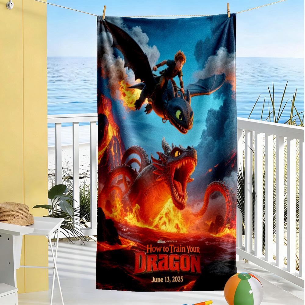 How Train Dragon1 Beach Towel Super Soft Microfiber Quickdry Fabric Comfortable Lightweight Suitable for Swimming, Gym, Camping, Yoga Vacation