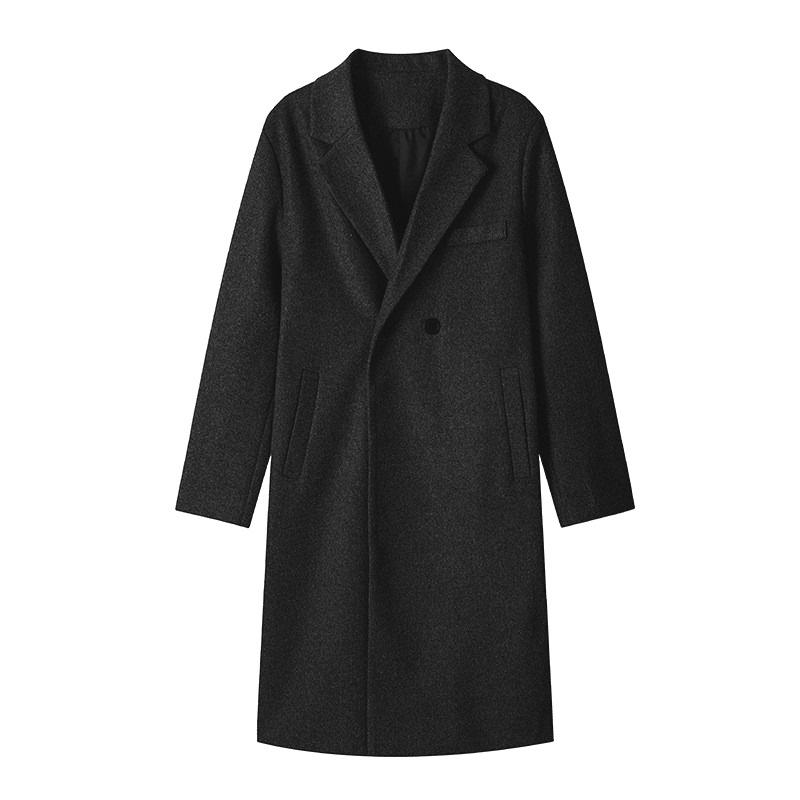 Мужской зимний свободный тренч средней длины в гонконгском стиле - Корейская шерстяная куртка