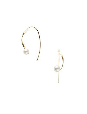 Серьги K18 желтое золото Akoya Pearl Curve AGVA1258 PA [Официальный] [Vendome Aoyama]