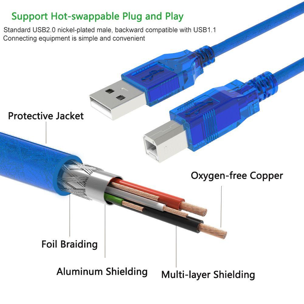 Super Speed Digital Camera Type A Male To B Male USB 2.0 Printer Cable Sync Data Cord Scanner Wire