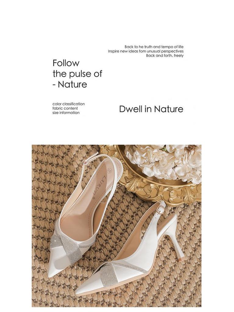 Туфли-лодочки BYZ без задника с острым носком на шпильке из микрофибры с пряжкой из страз - Универсальная обувь для работы и поездок для женщин