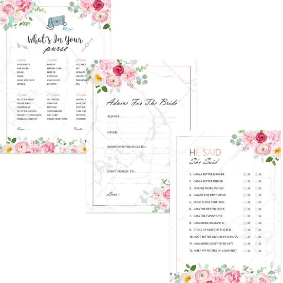 10 шт. свадебных игровых карт, напечатанных изысканным мастерством, цветочный дизайн, не выцветающий, надежный свадебный