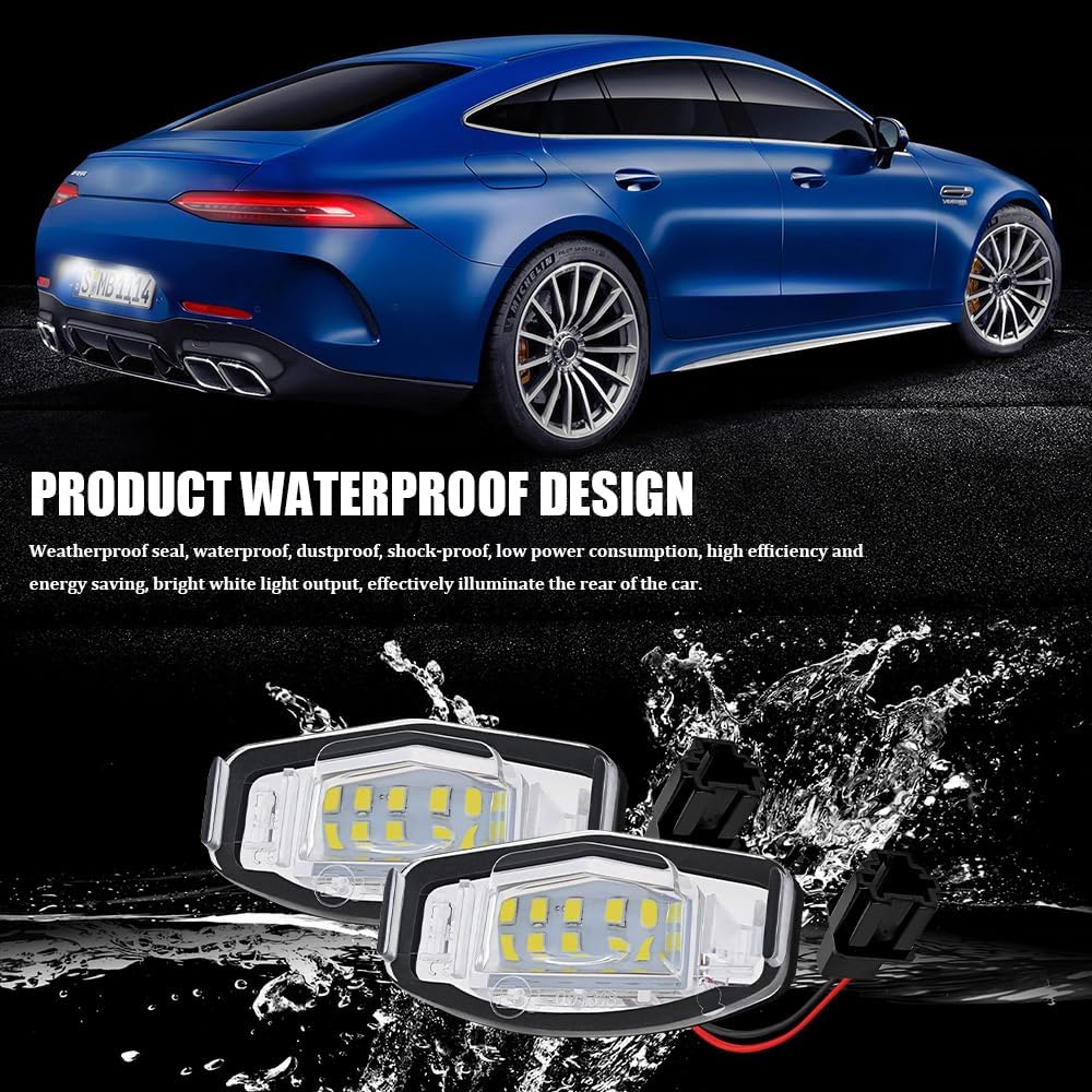 2PCS LED License Plate Light, Tag Lights for License Plate, Rear Tag Light Lamp, Car Accessories Super Bright 18-SMD LED Number Plate Lamps