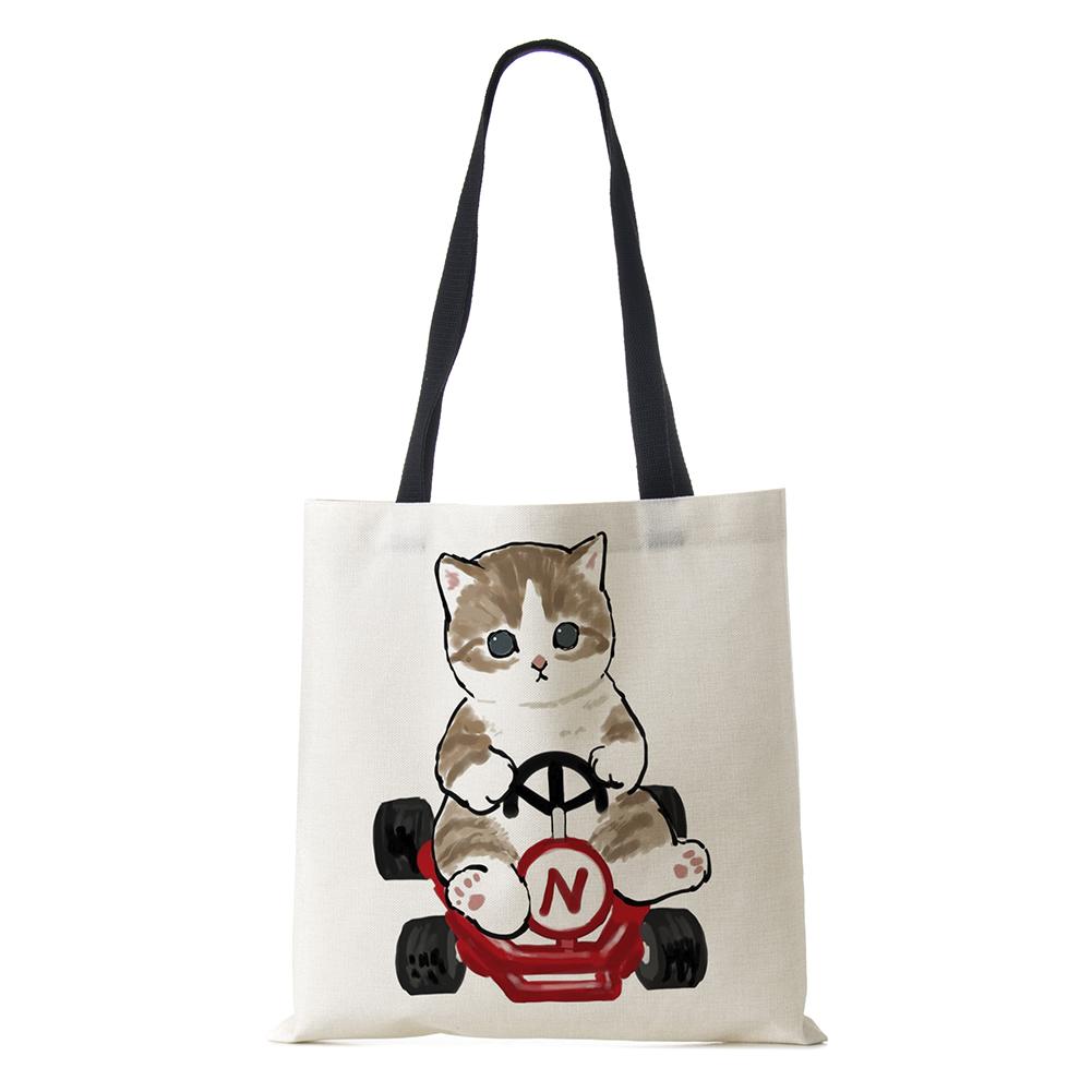 Сумка на плечо с рисунком собаки, винтажная женская многоразовая холщовая сумка-тоут в стиле Харадзюку, Повседневная складная сумка для покупок, 2022 г.