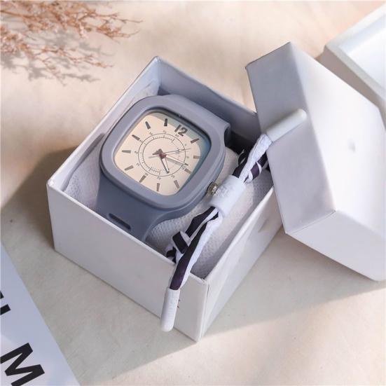 Женские часы в японском стиле, регулируемый пластиковый ремешок, кварцевый механизм с квадратным циферблатом, студенческие аналоговые часы, наручные часы для путешествий на каждый день