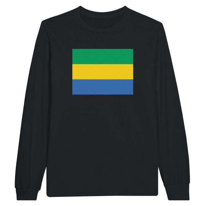 Футболка с длинными рукавами - PIXELFORMA - Drapeau du Gabon - 100% хлопок - Длинные мужчины - Оптимальный комфорт
