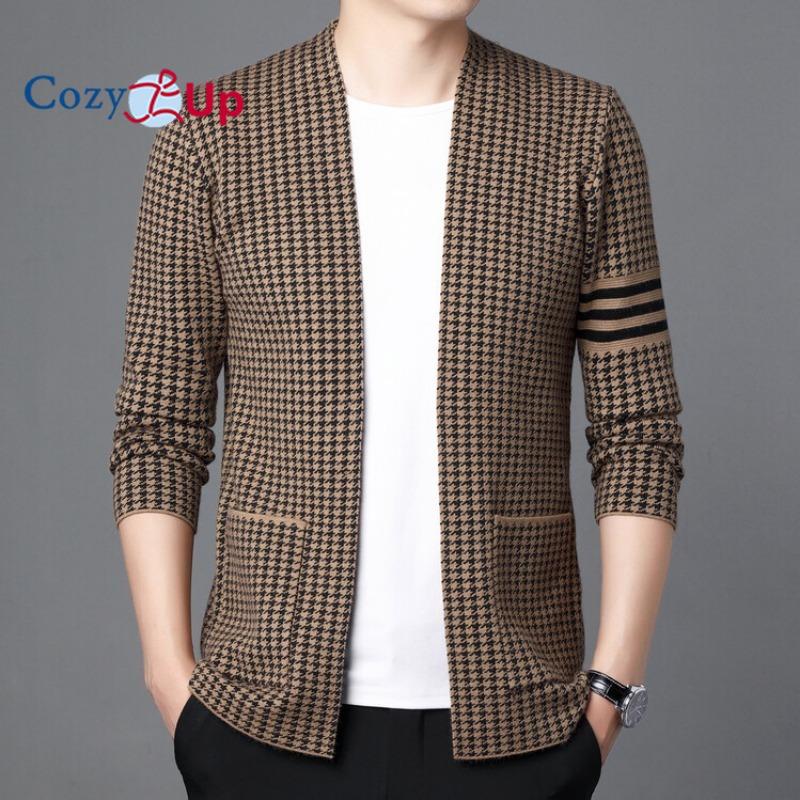 Cozy Up Knitted Cardigan Long Sleeve V Neck Single Breasted Houndstooth Loose Casual Button Down Jumper Sweater