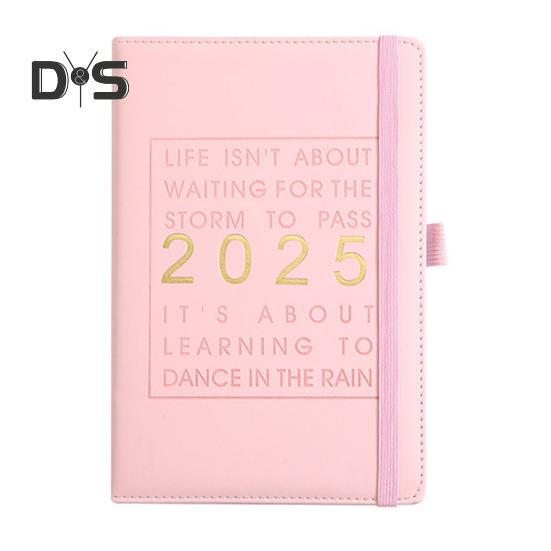 Планировщик 2025 года Еженедельный ежемесячный твердый переплет из искусственной кожи Вдохновляющие цитаты Ежемесячный обзор Ежедневные блоки Эластичная застежка Планировщик A5