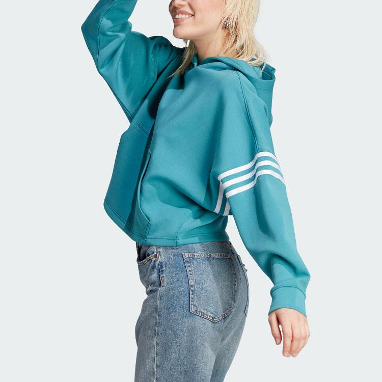 adidas Укороченная худи с логотипом в полоску Originals Adicolor Neuclassics Женские топы Арктический синий IL6664