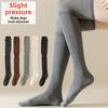 Knee-high Socks for Women, High School Style, Autumn and Winter Warm Thigh Socks, Linen Pattern Cotton High Thigh Socks