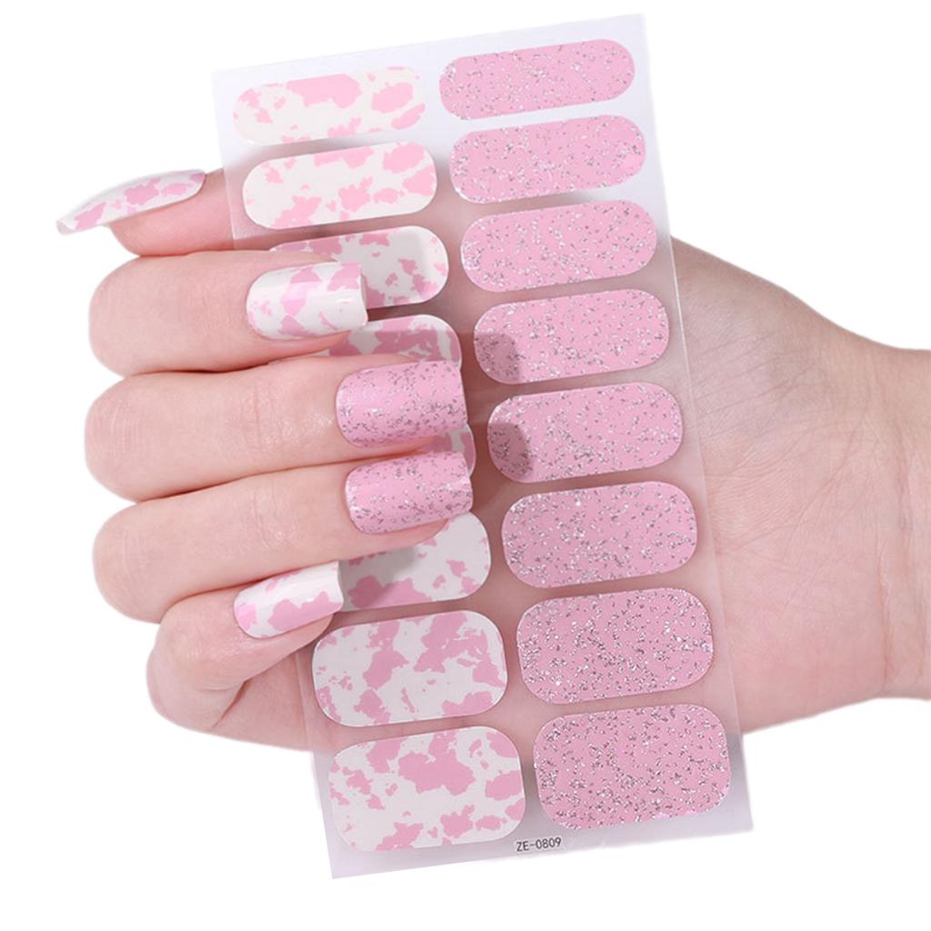 French Tip Gels Nail Strips Glittering Gels Nail Sticker Lovely Nail Polish Strips Gels Nail Wrap Nail Art Sticker