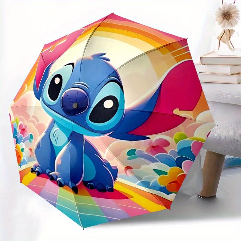 1pc Stitch Automatic Folding Umbrella - Portable Foldable Design with 8 Ribs, Durable Plastic & Iron Frame, Outdoor Umbrella yy250731033