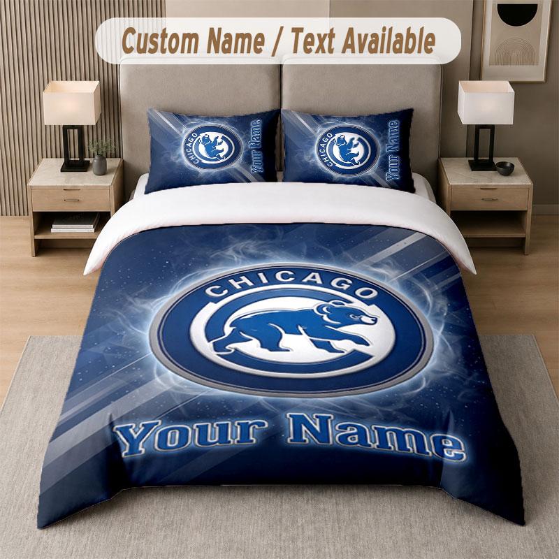Постельное белье на заказ, узор Chicago Cubs, печать имени/текста, 1 пододеяльник + 2 наволочки, домашний текстиль