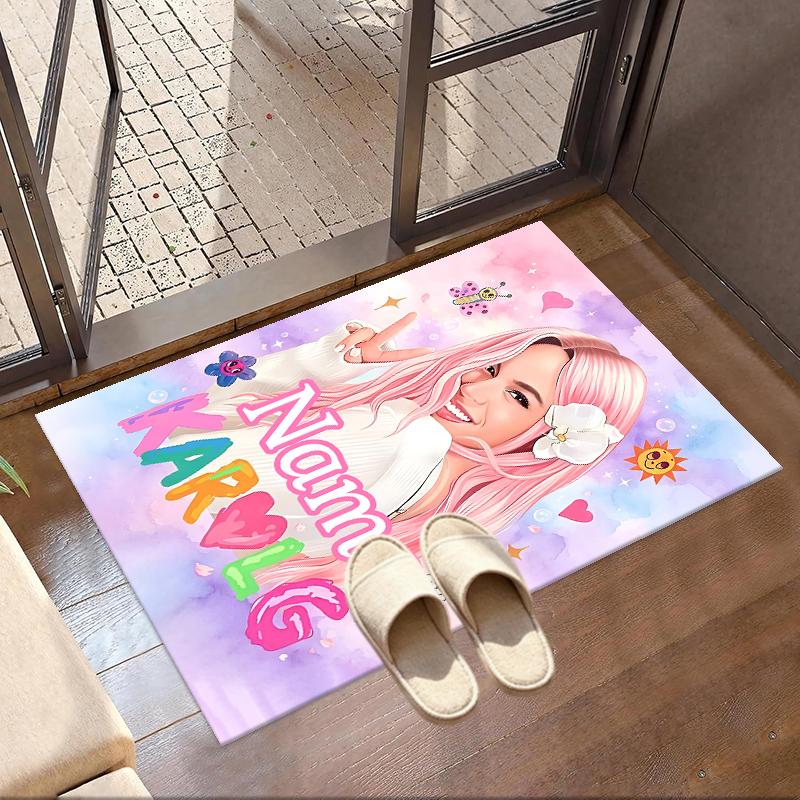 Custom Name Personalized Karol G Print Carpet, Versatile Home Decor Rug, for Playroom, Apartment, Balcony, Entryway, Hallway Gift