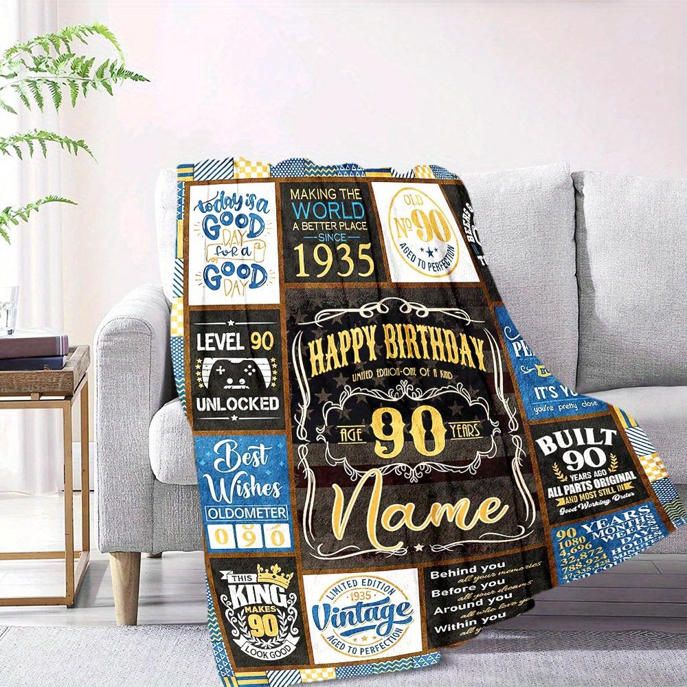 Happy Birthday 90 Years Old Home Custom Blankets Comfortable Soft Lightweight Allseason Multipurpose Blanket For Picnics Sofas Offices Beds Living