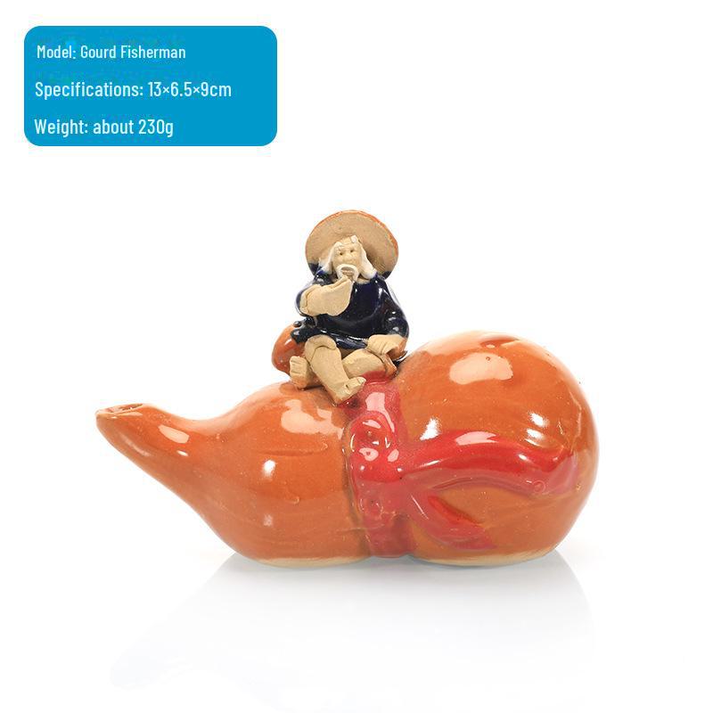 Jiang Taigong Fishing Ceramic Bonsai Rockery Decoration For Aquariums