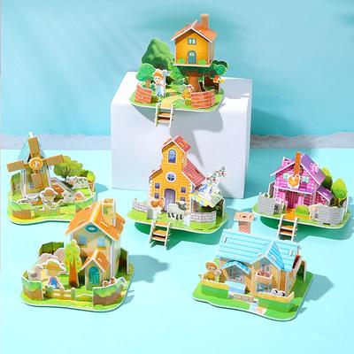 5 шт. Мультяшная 3D модель дома, бумажный пазл, развивающие игрушки для детей, подарки на день рождения, награды для детского сада