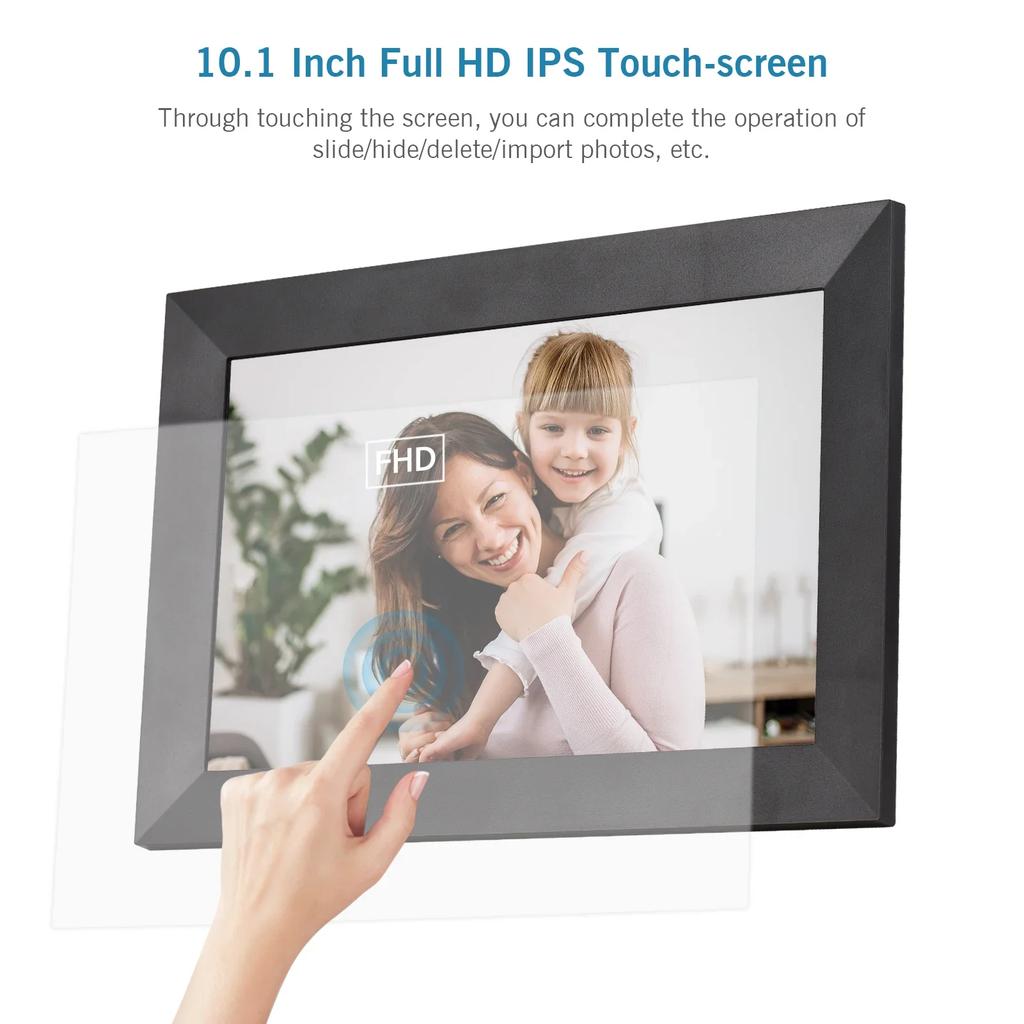 Andoer 10,1-дюймовая умная WiFi фоторамка цифровая фоторамка HD IPS сенсорный экран 1280*800 фото 1080P видео 16 ГБ памяти