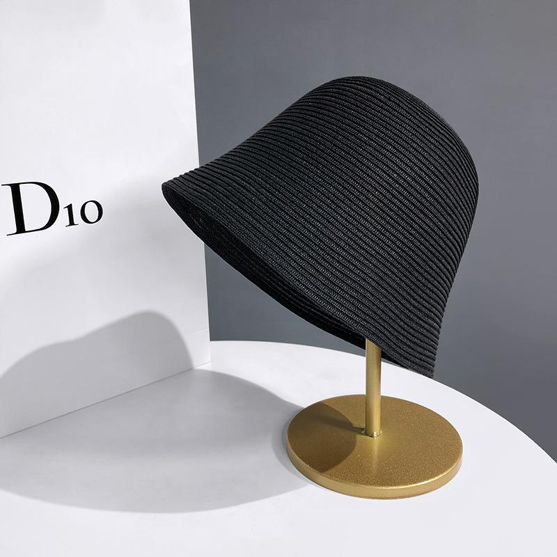Straw breathable bucket hat Female Korean straw hat Versatile bucket hat Sunscreen sun hat Bell simple hat