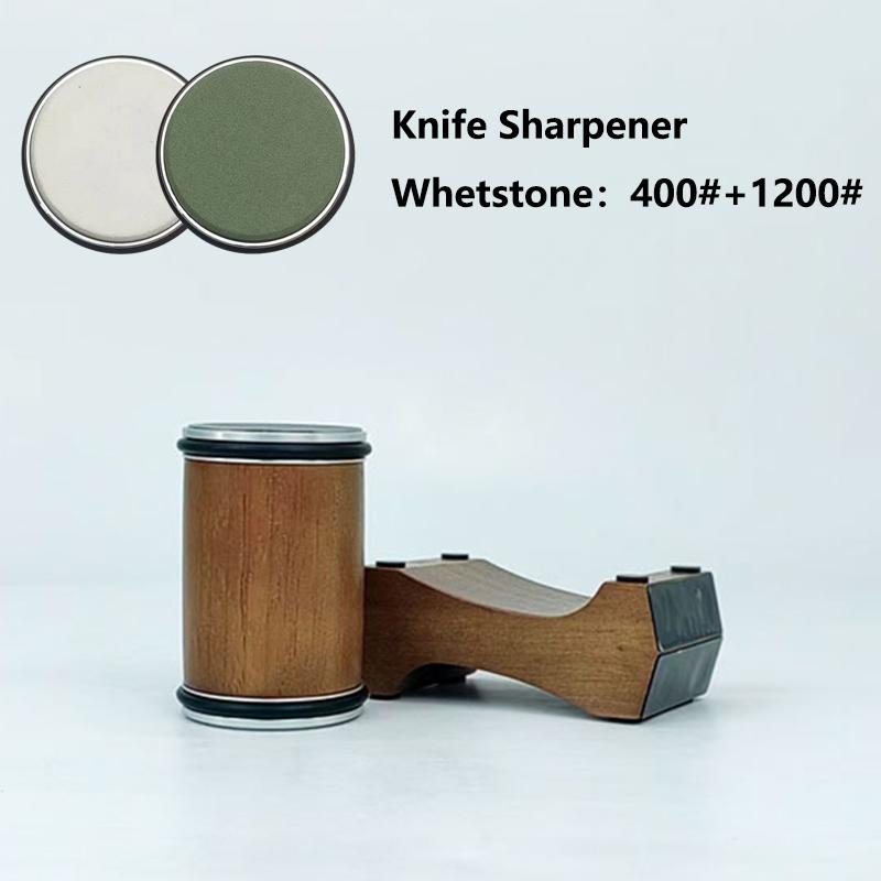 Профессиональная точилка для ножей с роликом - 4 регулируемых угла 12/15/18/20° Алмазный камень Деревянная основа Кухонный инструмент для заточки