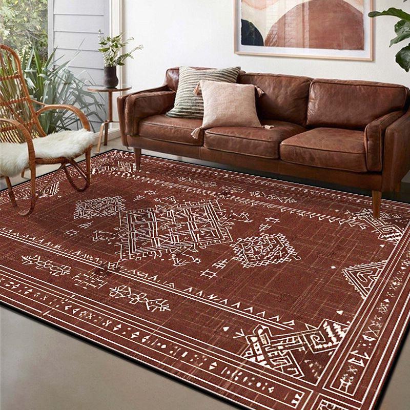 American Retro Living Room Carpet Geometric Classical Decoration Sofa Non-slip Rug Easy Clean Bedroom Cloakroom Soft Floor Mat