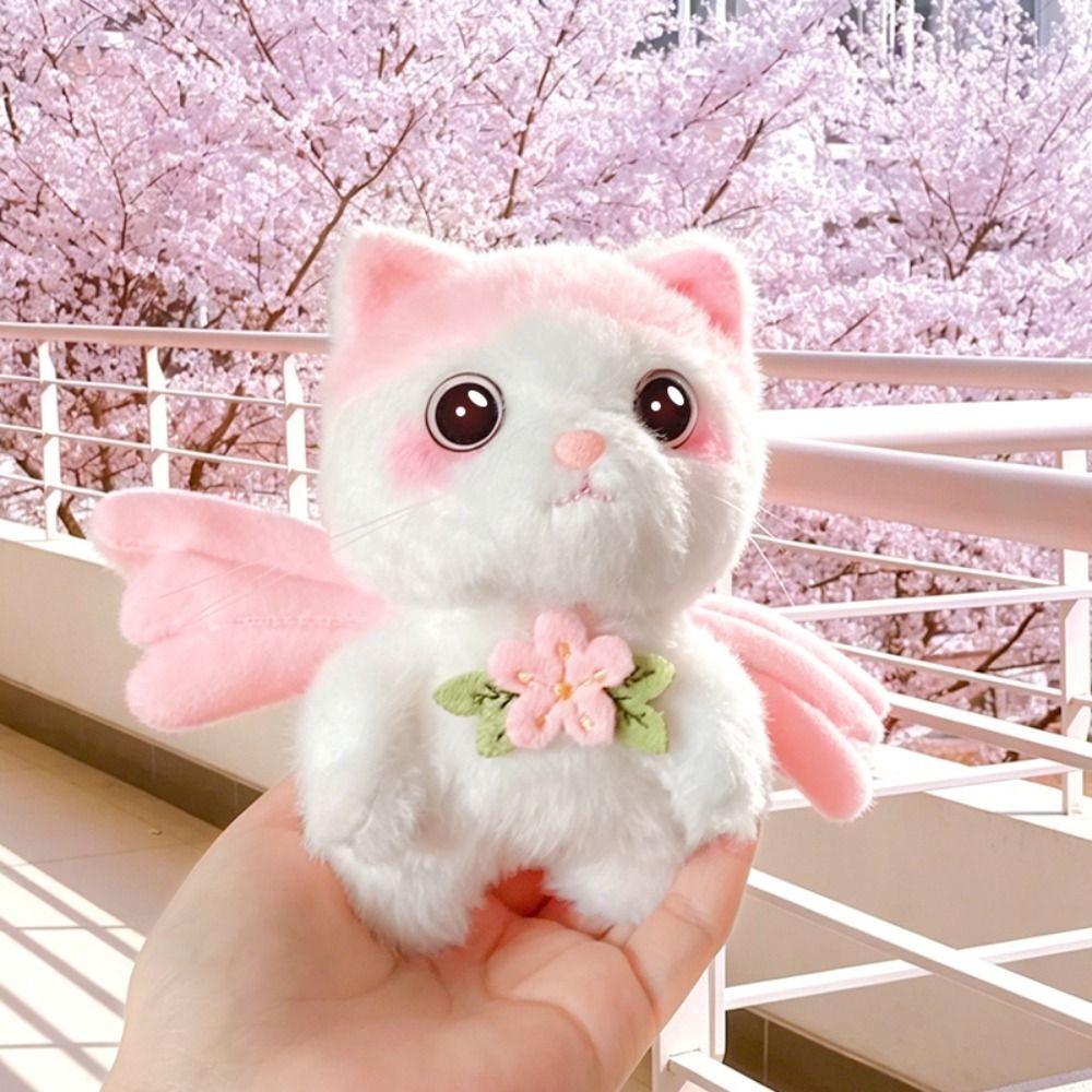 Metal Clip Cat Bag Charm Kitten Pendant Plush Animal Keyring  Backpack Accessories