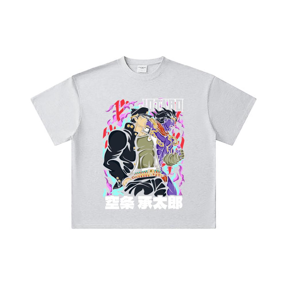 260 GSM Double Yarn 32 Count 100% Cotton Jojos Bizzare V2 Jotaro Print Unisex Heavy Cotton T Shirt… More