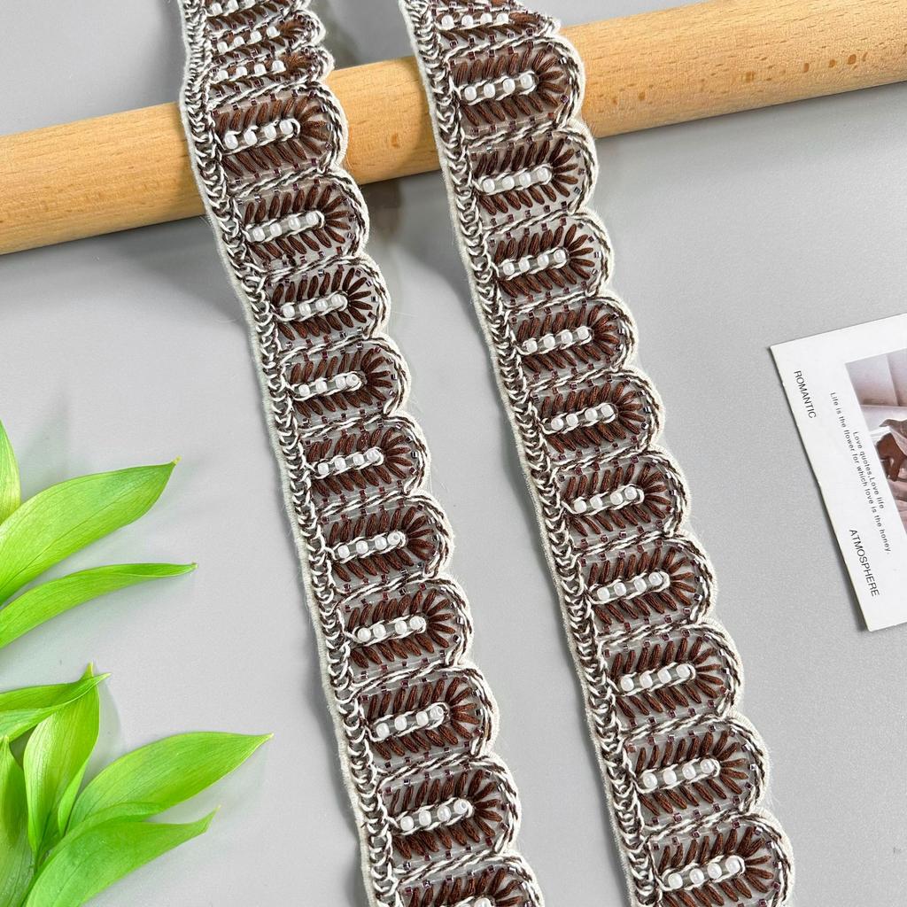 4,5 см Вышивка бисером Прядь Штрих-код Пояс для одежды Платье Домашние аксессуары для окон Кружевные аксессуары