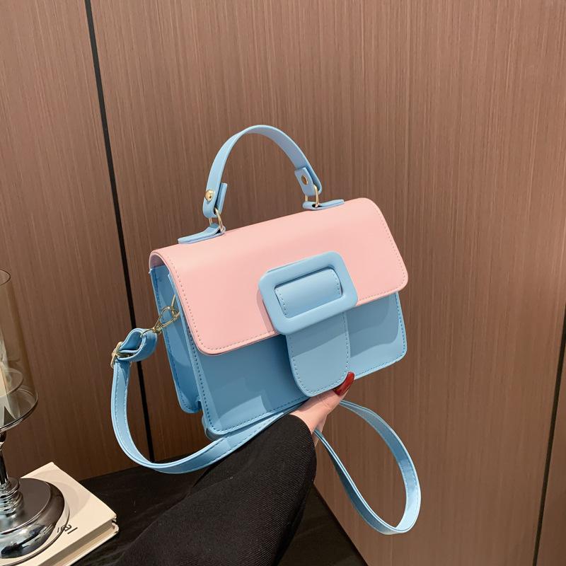 Contrasting Color Fashion Handbag Spring Versatile Foreign Style Shoulder Messenger Bag Small Square Bag Women