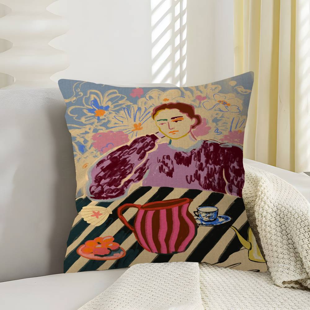 Abstract Painting Women Personalized Pillow Dust Cover Bedroom Kids Party Decoration Pillowcase Birthday Children Gift