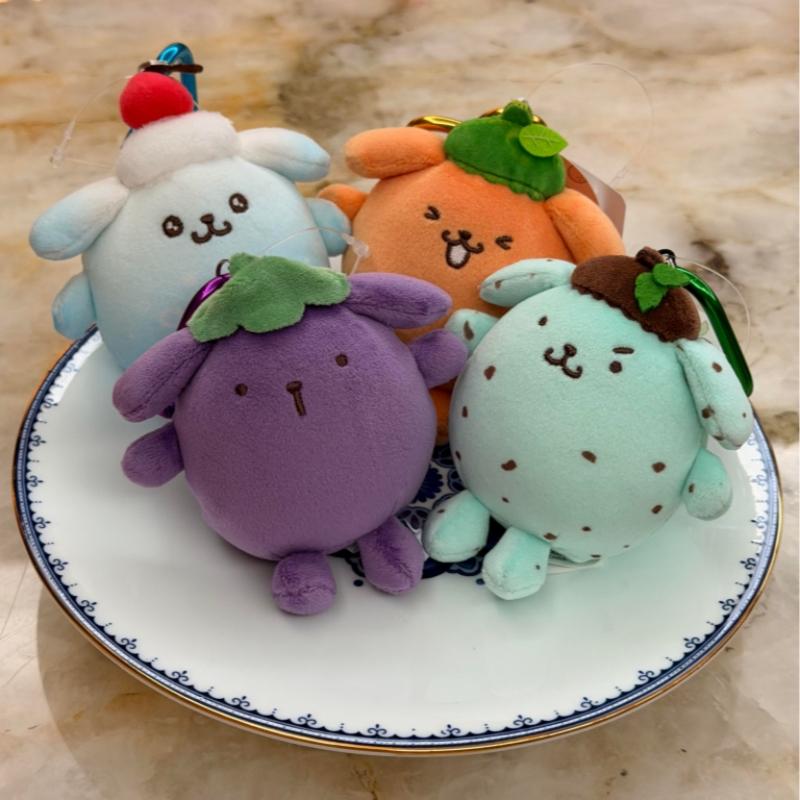 Vibrant Summer Pompompurin Plushie Keychain Sanrio Fluffy Bag Pendant Kawaii Chonky Purin Doggy Stuffed Doll Toy Mint Chocolate