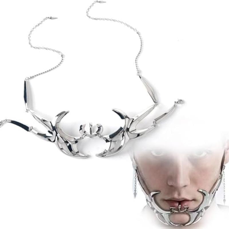 Механическая маска-лезвие в виде крови, панк-ветер, инопланетная жидкость, кольцо для губ, украшения для лица, регулируемая маска для вечеринки на Хэллоуин для мужчин и женщин