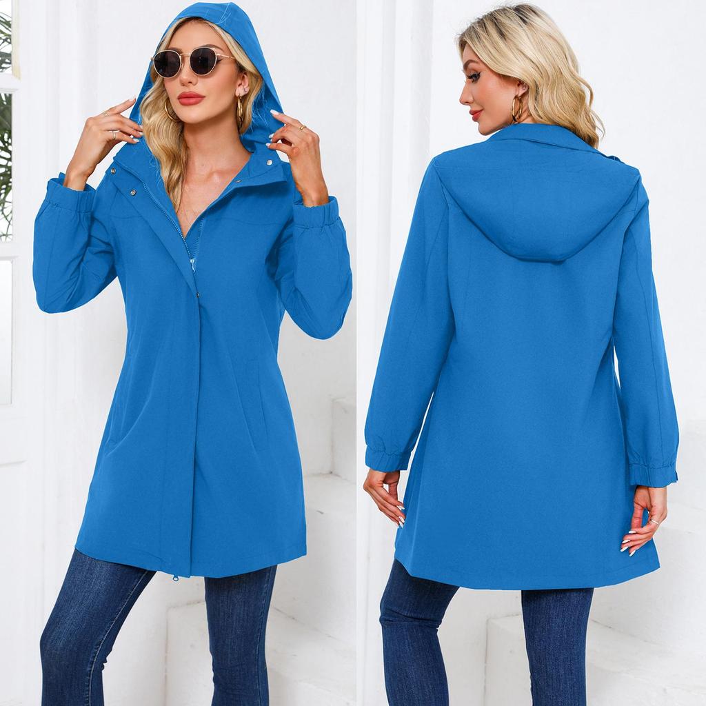 Женские тренчи, пальто, длинные рукава, съемные куртки с капюшоном, ветровка с защитой от брызг, осенне-весенняя тонкая верхняя одежда