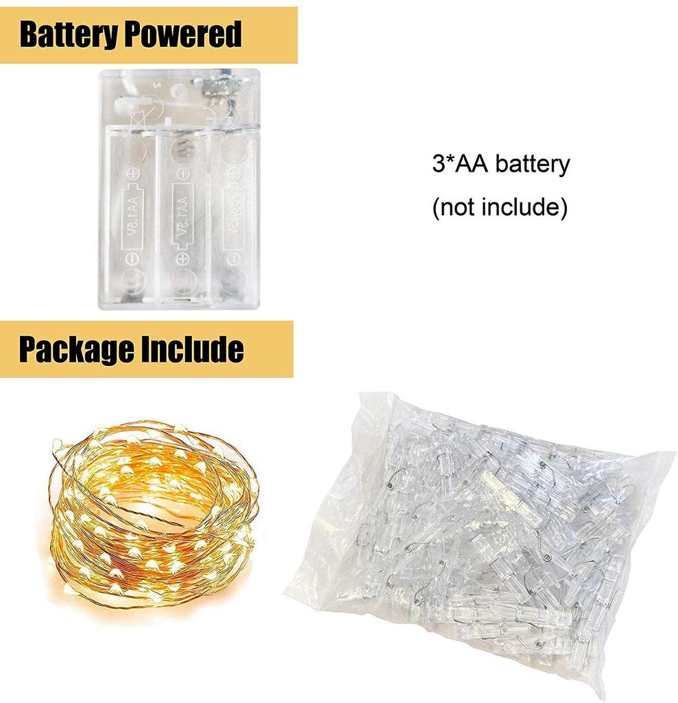 Светодиодные гирлянды 2 м/5 м/10 м, фотоклип, гирлянды на открытом воздухе, на батарейках, рождественские украшения, вечеринка, свадьба, Рождество