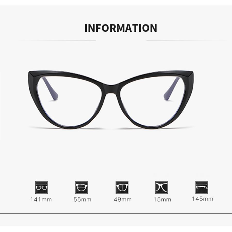 Cat Eye Eyeglasses Frame For Women Black Brand Design Eyewear Anti Blue Light Protection Computer Goggles Fashion Accessory