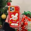 Ins корейский милый новогодний красный чехол для телефона с кроликом для Iphone 14 13 12 11 Pro Max «Милый кролик» силиконовый противоударный мягкий чехол Funda