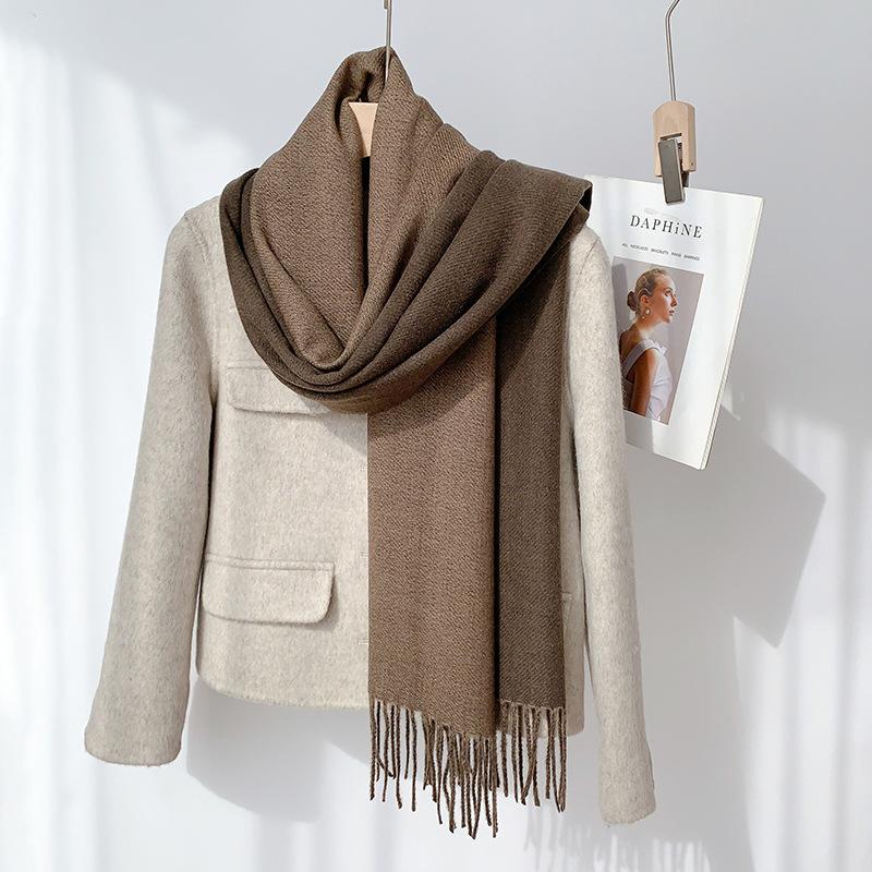 35 цветов 2024 осень и зима новый двухсторонний однотонный искусственный кашемировый кисточный платок утолщенный теплый шарф для мужчин и женщин