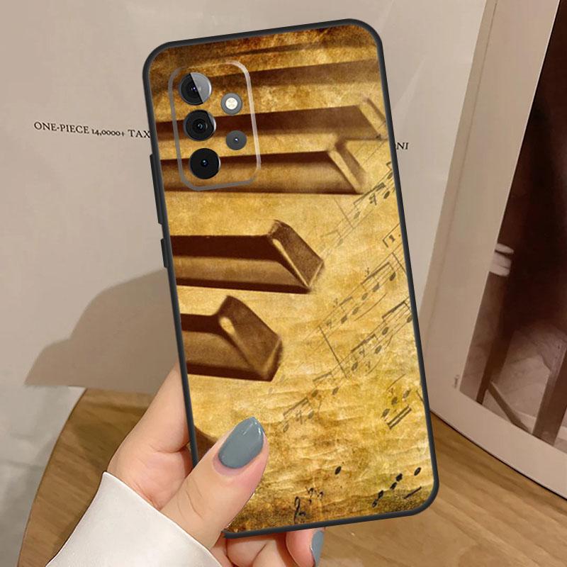 Клавиши пианино Винтажные ноты Чехол Для Samsung Galaxy A15 A25 A35 A55 A52 A32 A12 A14 A34 A54 A51 A71 A53 A13 A33 Чехол