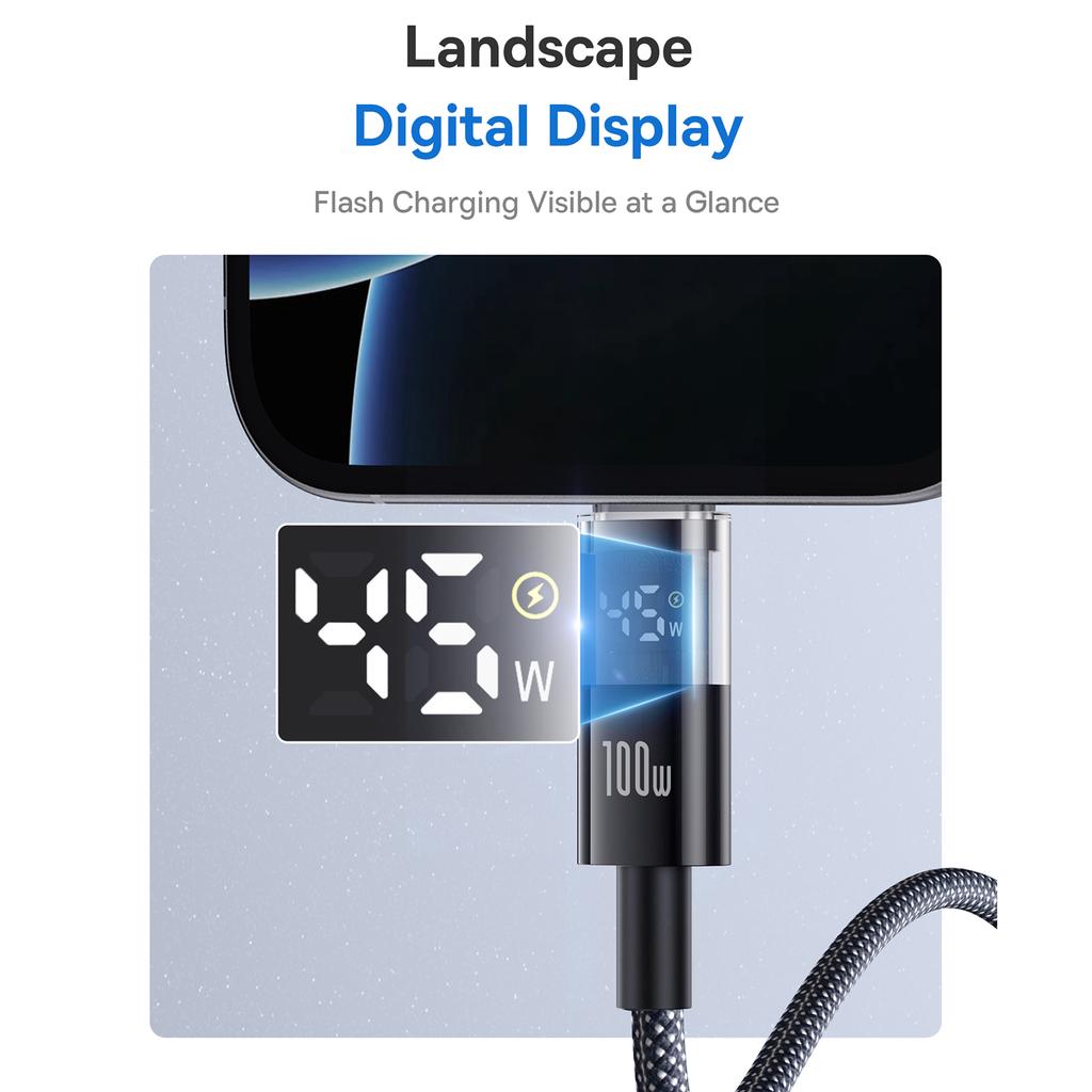 BASEUS Dispaly II 1m Charger Cable Fast Charging 100W Type-C To Type-C Data Cord