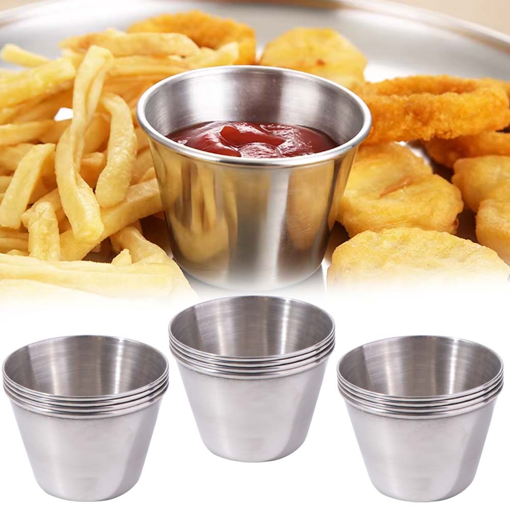 12PCS/SET Stainless Steel Barbecue Dipping Cup 304 Stainless Steel Seasoning Dish Barbecue Season