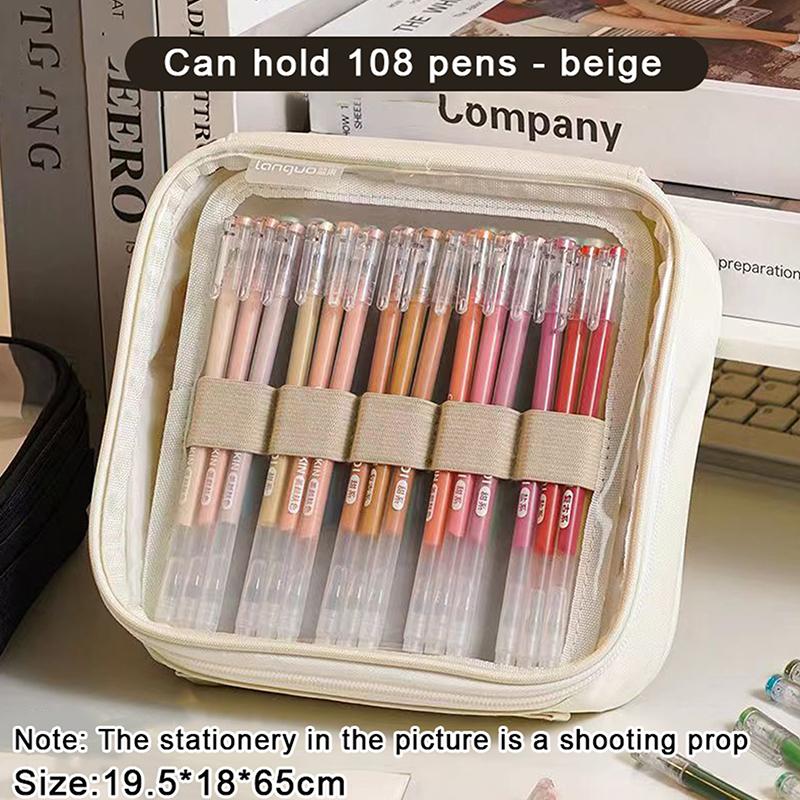1 шт. Пенал большой вместимости для цветных ручек, сумка для хранения гелевых ручек для ручного учета, портативный чехол для канцелярских принадлежностей, вмещает 36/108 ручек