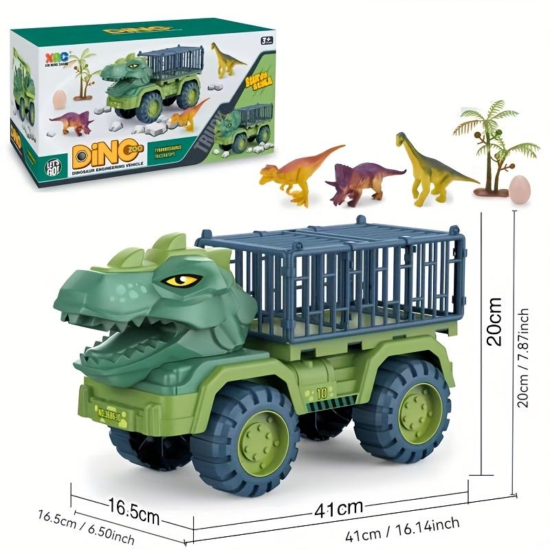 Youngsters's Large Dinosaur Transporter Toy T Rex Car, Unbreakable Youngsters's Toy Inertia Car, Car 1+3 Small Dinosaurs+1 Egg+1 Tree,Style Random
