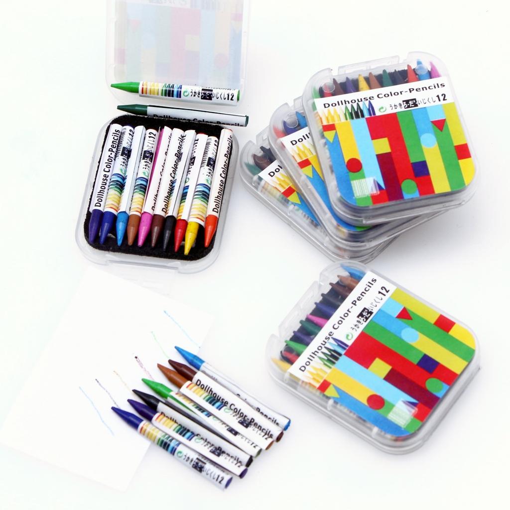 Dollhouse Miniature Mini Boxed Colorful Crayon Dolls Accessories Mini Painting Tools Dollhouse Decoration Scene Model