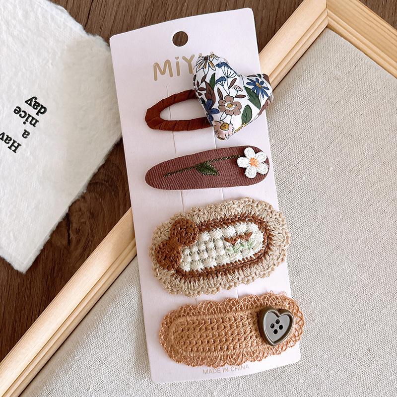 4 шт./компл. бежевый кофейный цвет элегантные заколки для волос для маленьких детей милые ретро цветочные банты детские заколки милые аксессуары для волос