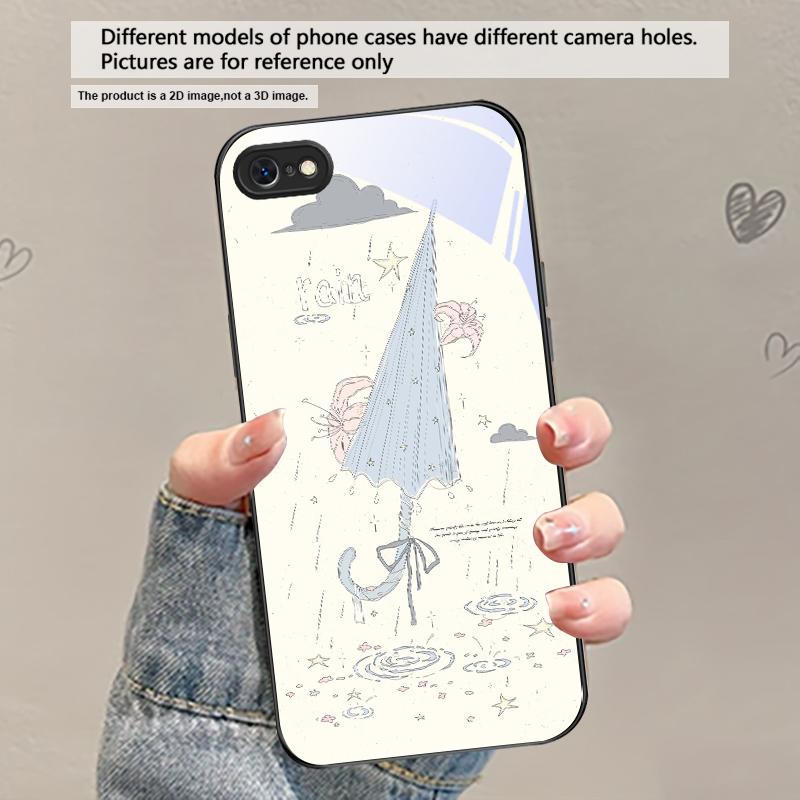 Свежий и целебный бриз Для iPhone 17 Air 16 E 15 Plus 14 Pro Max 13 12 mini 11 5 6 7 8 Plus XR XSMax SE Черный Стеклянный Чехол для Телефона