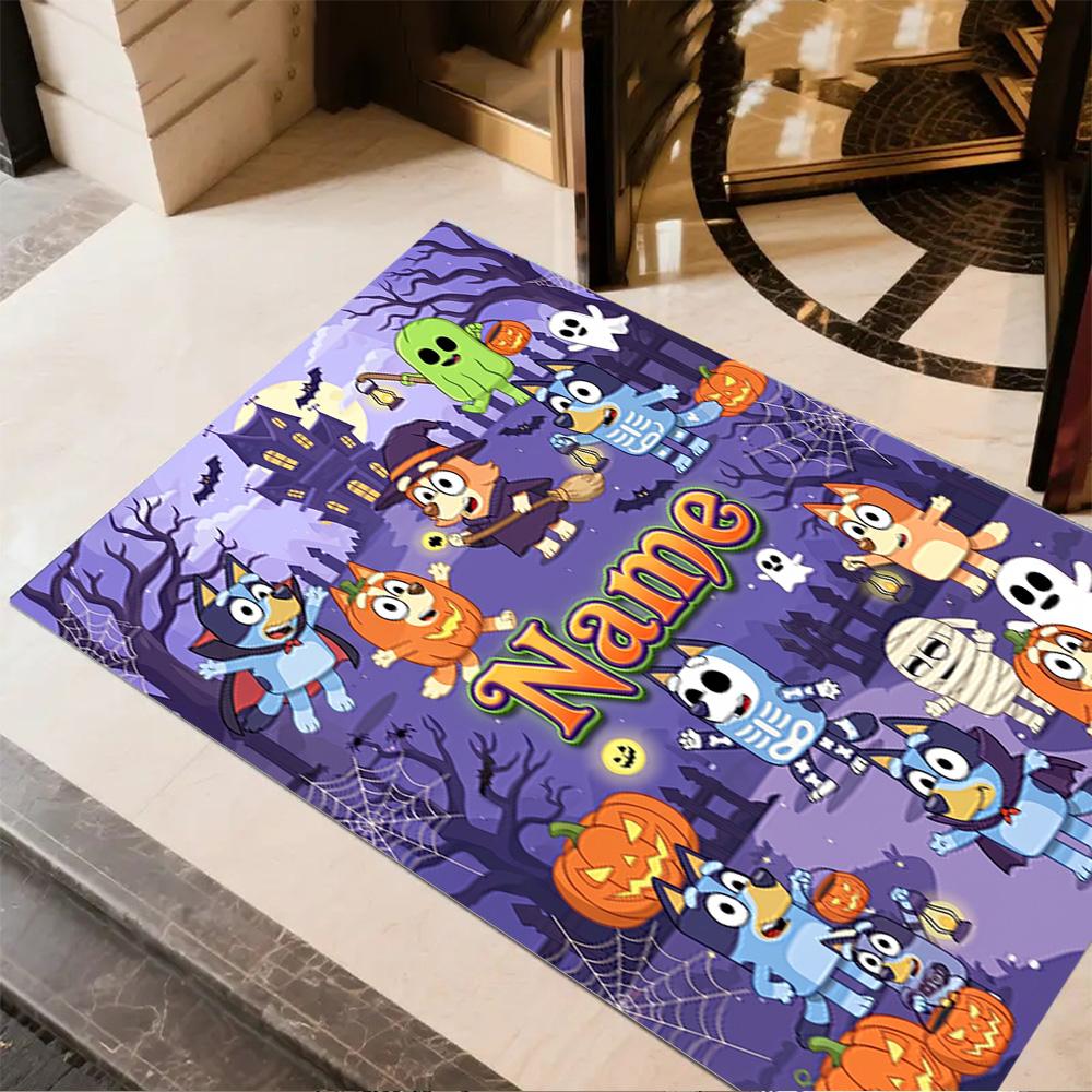 Halloween Bluey Family Personalized Text Area Rug Design for Entryway Dining Room Living Rooms Decorate room Antislip Carpet Decorate Offices