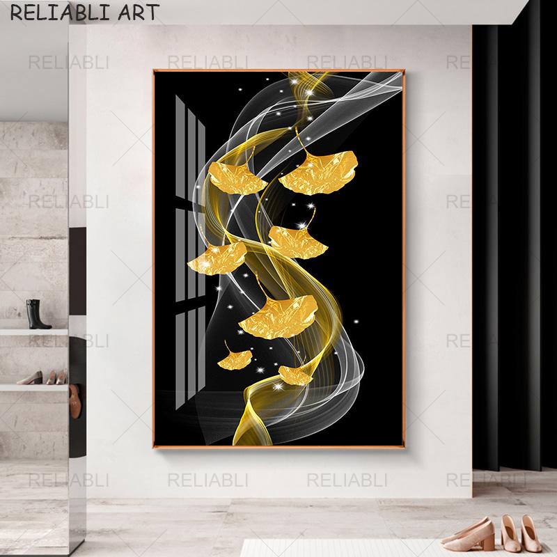 Абстрактные красочные принты с листьями гинкго билоба, современная картина на холсте, HD настенный художественный постер для гостиной, галереи, украшение для дома